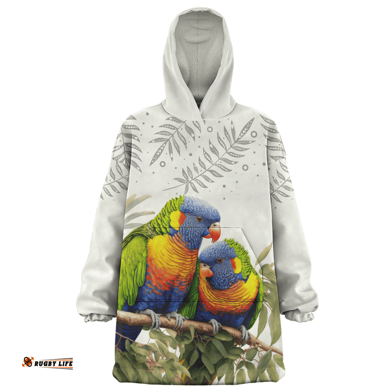 Australia Australia Rainbow Lorikeets Birds Art Inspired Wearable Blanket Hoodie Aussie Oodie