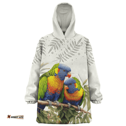 Australia Australia Rainbow Lorikeets Birds Art Inspired Wearable Blanket Hoodie Aussie Oodie