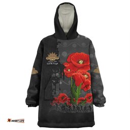 Australia Anzac Day Custom Australian And New Zealand Warriorsers In Flanders Fields Poppy Flowers V2 Wearable Blanket Hoodie Aussie Oodie