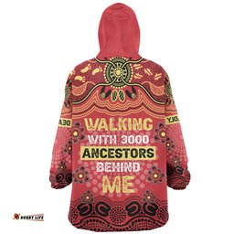 Australia Aboriginal Walking with 3000 Ancestors Behind Me Red and Gold Patterns Wearable Blanket Hoodie Aussie Oodie