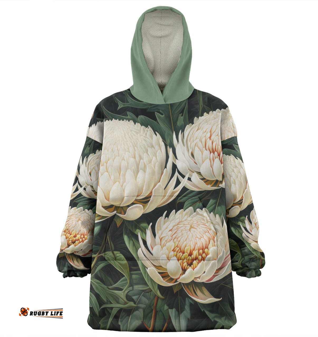 Australia Waratah White Waratah Flowers Fine Art Ver2 Wearable Blanket Hoodie Aussie Oodie