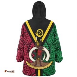 Australia South Sea Islanders Vanuatu Polynesian Flag With Coat Of Arm Wearable Blanket Hoodie Aussie Oodie