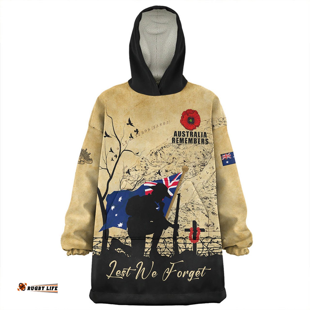 Australia Anzac Day Brothers In Arms Gallipoli Remembrance Wearable Blanket Hoodie Aussie Oodie