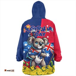 Australia Golden Wattle And Koala Australia Day Celebration Wearable Blanket Hoodie Aussie Oodie