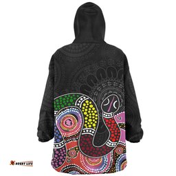 Australia Rainbow Serpent Aboriginal Custom Dreamtime Rainbow Serpent Featuring Dot Style Wearable Blanket Hoodie Aussie Oodie
