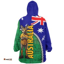 Australia Custom Kangaroo Happy Australia Day Wearable Blanket Hoodie Aussie Oodie