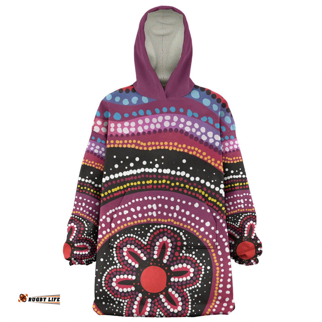 Australia Dot Painting Inspired Aboriginal Aboriginal Color Dot Inspired Wearable Blanket Hoodie Aussie Oodie