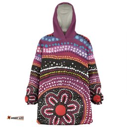 Australia Dot Painting Inspired Aboriginal Aboriginal Color Dot Inspired Wearable Blanket Hoodie Aussie Oodie