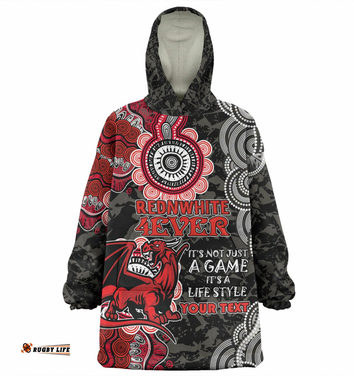 Australia Illawarra and St George Custom Red White Forever Wearable Blanket Hoodie Aussie Oodie