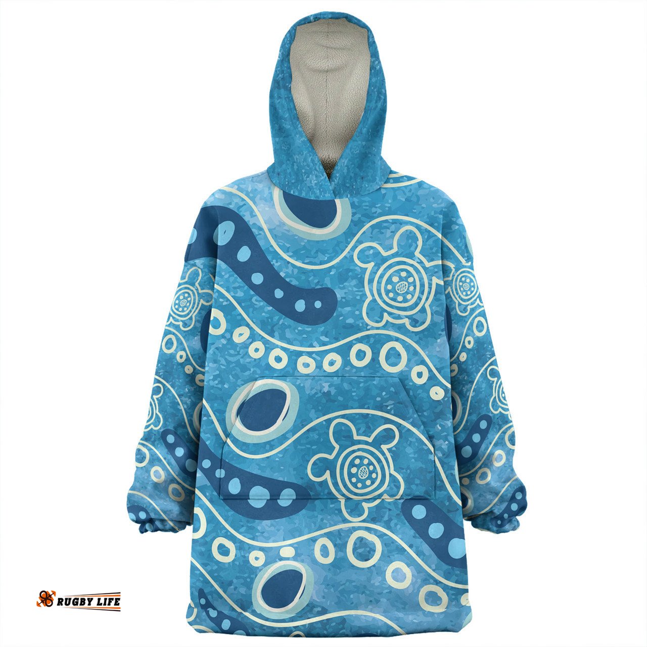 Australia Aboriginal River With Aboriginal Dot Art Inspired Wearable Blanket Hoodie Aussie Oodie