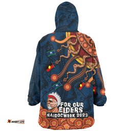 Australia Naidoc Week Custom For Our Elders Naidoc Week Snake Aboriginal Painting With Flag (Blue) Wearable Blanket Hoodie Aussie Oodie