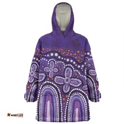 Australia Aboriginal Dot painting illustration in Aboriginal style Purple Wearable Blanket Hoodie Aussie Oodie