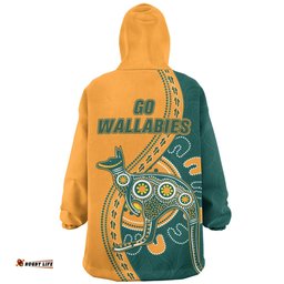 Australia Wallabies Custom Go Wallabies Aboriginal Inspired Jersey Orange Wearable Blanket Hoodie Aussie Oodie
