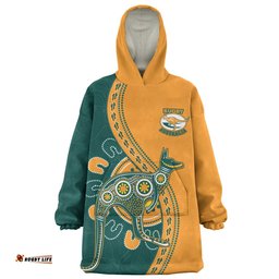 Australia Wallabies Custom Go Wallabies Aboriginal Inspired Jersey Orange Wearable Blanket Hoodie Aussie Oodie