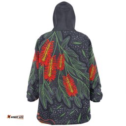 Australia Flowers Aboriginal Bottle Brush Medicinal Plant Art Wearable Blanket Hoodie Aussie Oodie