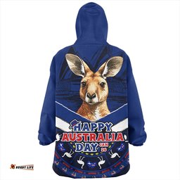 Australia Kangaroo Pride Australia Day Blue Wearable Blanket Hoodie Aussie Oodie