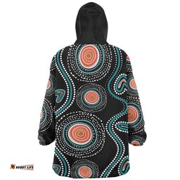 Australia Dot Painting Inspired Aboriginal Aboriginal Green Dot Patterns Art Painting Wearable Blanket Hoodie Aussie Oodie