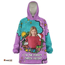 Australia Christmas Custom I'm the Perfect Present Purple Wearable Blanket Hoodie Aussie Oodie