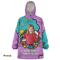 Australia Christmas Custom I'm the Perfect Present Purple Wearable Blanket Hoodie Aussie Oodie