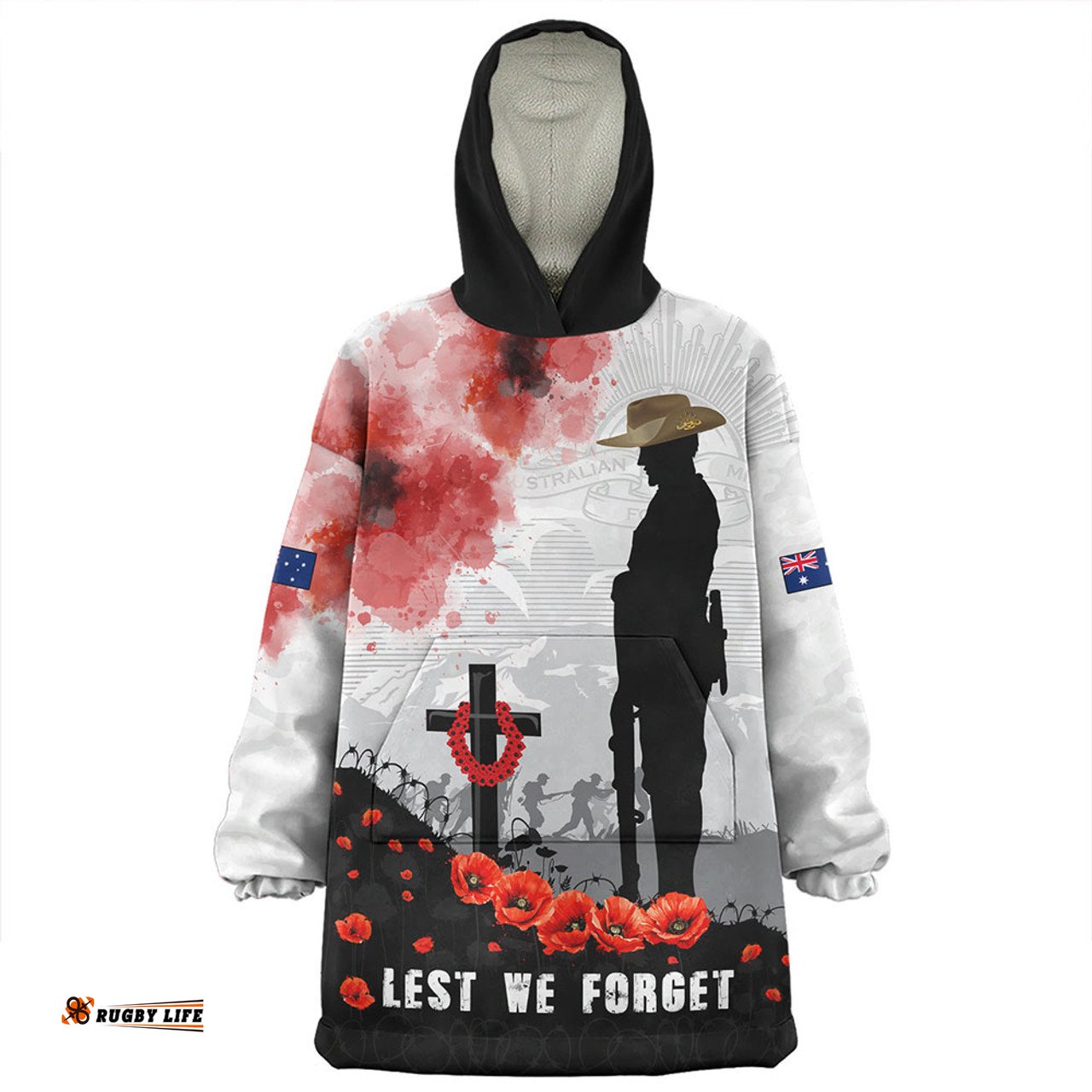 Australia Blood And Honor Remembrance Day Tribute Wearable Blanket Hoodie Aussie Oodie