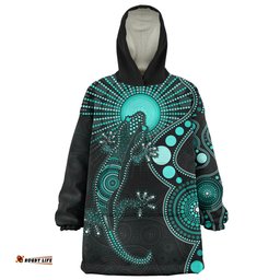 Australia Turquoise Dreaming Gecko Spirit Wearable Blanket Hoodie Aussie Oodie