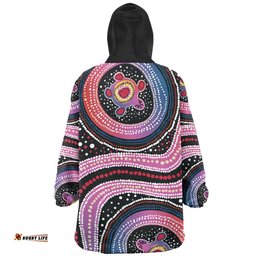 Australia Dot Painting Inspired Aboriginal Turtles With Dot In Aboriginal Wearable Blanket Hoodie Aussie Oodie