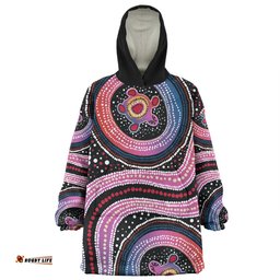 Australia Dot Painting Inspired Aboriginal Turtles With Dot In Aboriginal Wearable Blanket Hoodie Aussie Oodie