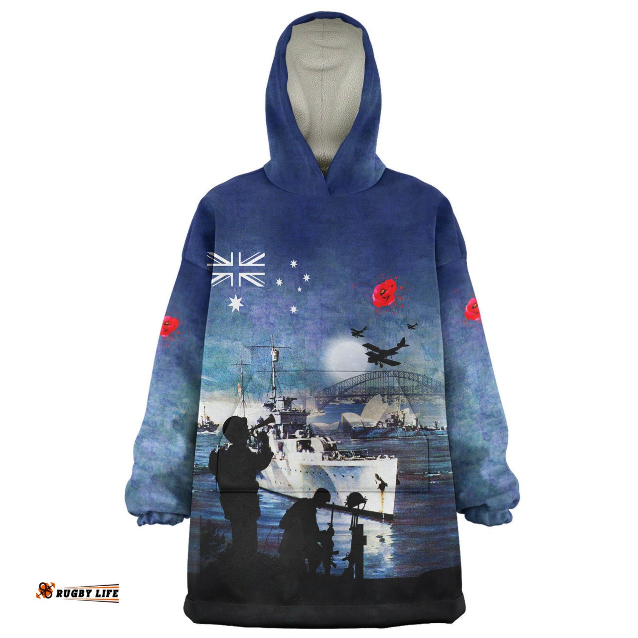 Australia Anzac Day At The Going Down Of The Sun Wearable Blanket Hoodie Aussie Oodie