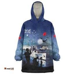 Australia Anzac Day At The Going Down Of The Sun Wearable Blanket Hoodie Aussie Oodie