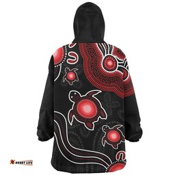 Australia Aboriginal Turtle Dreaming Journey Featuring Dot Art Red Wearable Blanket Hoodie Aussie Oodie
