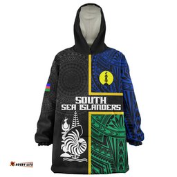 Australia South Sea Islanders New Caledonia Flag Polynesian Tattoo Style Wearable Blanket Hoodie Aussie Oodie