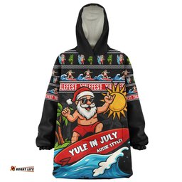 Australia Santa's Yule Wave Ride Wearable Blanket Hoodie Aussie Oodie