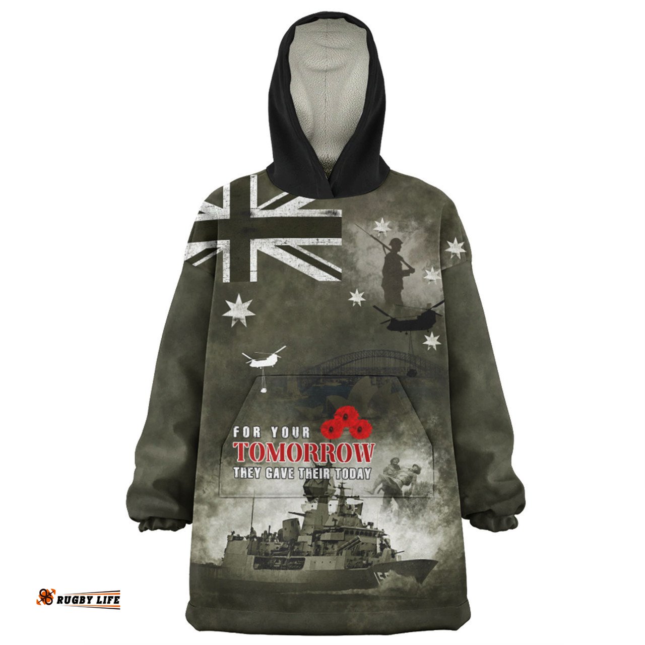 Australia Anzac Day Lest We Forget For Your Tomorrow They Gave Their Today Wearable Blanket Hoodie Aussie Oodie