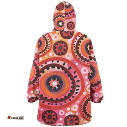 Australia Dot Painting Inspired Aboriginal Circle In The Aboriginal Dot Art Style Wearable Blanket Hoodie Aussie Oodie