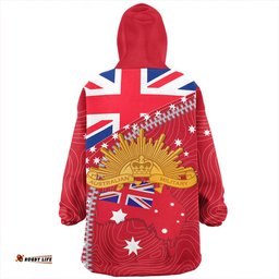 Australia Anzac Day Lest We Forget Australian Red Ensign Wearable Blanket Hoodie Aussie Oodie