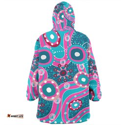 Australia Aboriginal Pink Aboriginal Dot Art Inspired Wearable Blanket Hoodie Aussie Oodie