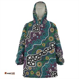 Australia Aboriginal Dot Painting Art Wearable Blanket Hoodie Aussie Oodie
