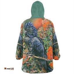 Australia Black Cockatoo Black Cockatoo and Flowering Gum Wearable Blanket Hoodie Aussie Oodie