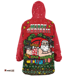 Australia Aussie Ugly Christmas Santa Present Wearable Blanket Hoodie Aussie Oodie