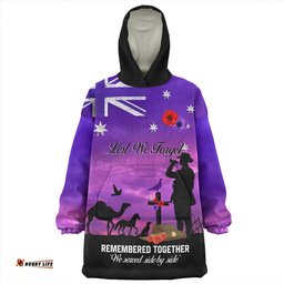 Australia Anzac Day Anzac Day We Served Side By Side Wearable Blanket Hoodie Aussie Oodie