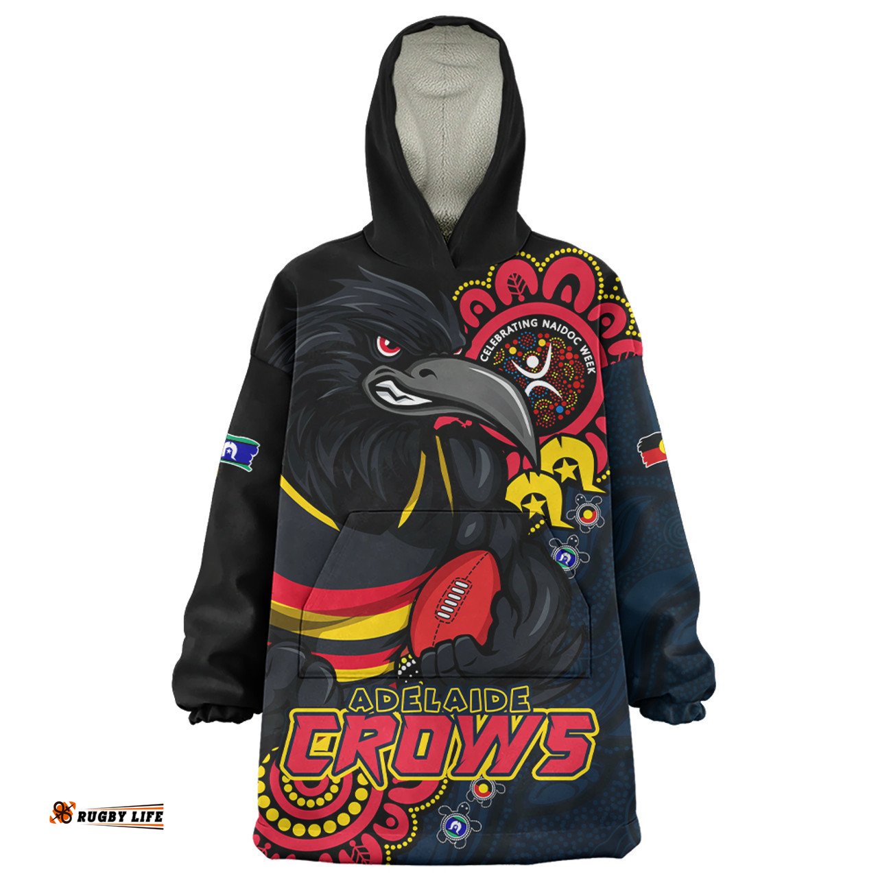 Adelaide Crows Power Through Generations NAIDOC Edition Wearable Blanket Hoodie Aussie Oodie