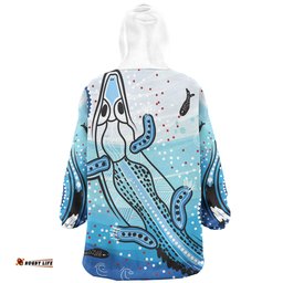 Australia Crocodile Aboriginal Dot Artwork With Crocodile Wearable Blanket Hoodie Aussie Oodie