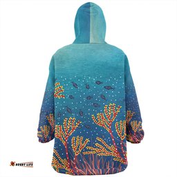 Australia Aboriginal Underwater Aboriginal Art Inspired Wearable Blanket Hoodie Aussie Oodie