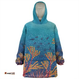 Australia Aboriginal Underwater Aboriginal Art Inspired Wearable Blanket Hoodie Aussie Oodie