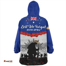 Australia Anzac Day Lest We Forget Honoring The Anzac Spirit Gray Wearable Blanket Hoodie Aussie Oodie