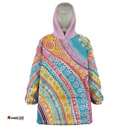 Australia Aboriginal Australian Indigenous Aboriginal Art Vivid Pastel Colours Ver 2 Wearable Blanket Hoodie Aussie Oodie