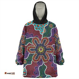 Australia Aboriginal Aboriginal Dot Art Color Inspired Wearable Blanket Hoodie Aussie Oodie