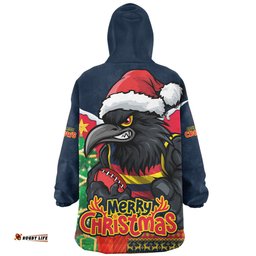 Adelaide Crows Santa Scoring Touchdown On Christmas Game Day Wearable Blanket Hoodie Aussie Oodie