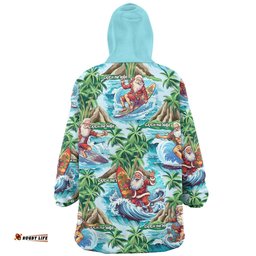 Australia Christmas Surfing Funny Santa Surfing Christmas Wearable Blanket Hoodie Aussie Oodie