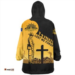 Australia Custom Anzac Day Soldiers Lest We Forget Poppy Wearable Blanket Hoodie Aussie Oodie